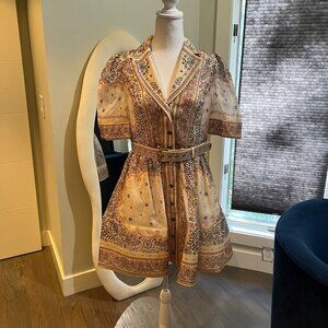 ZIMMERMANN Matchmaker belted paisley-print linen and silk-blend mini dress Size2